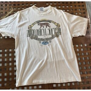 VTG Zoological Society of San Diego Tiger T Shirt Men's L‎ Hanes Beefy T